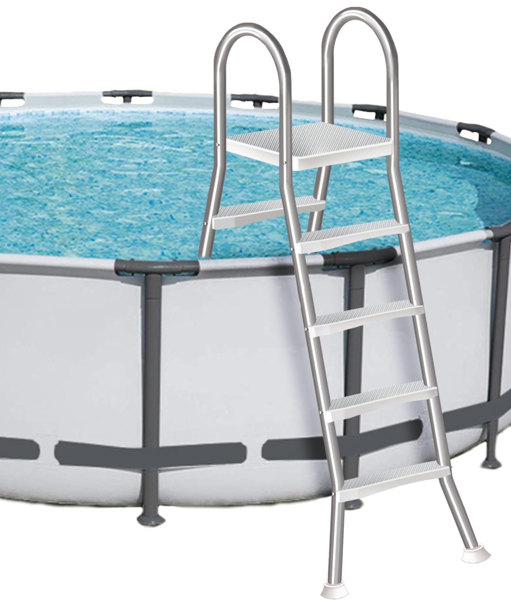 Scala per piscina a 4 gradini, scala per piscina fuori terra, altezza 132 cm, in acciaio inossidabile resistente a gradini, scale per piscina gonfiabili