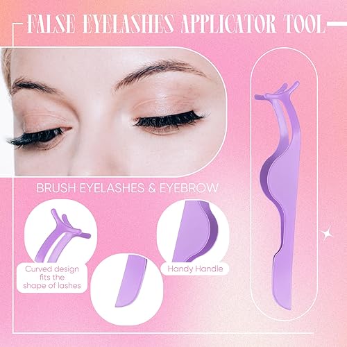 Miniatura 4 de Juego de 6 herramientas aplicadoras de pestañas, pinzas de pestañas para extensiones de pestañas, tijeras de pestañas postizas de acero inoxidable,