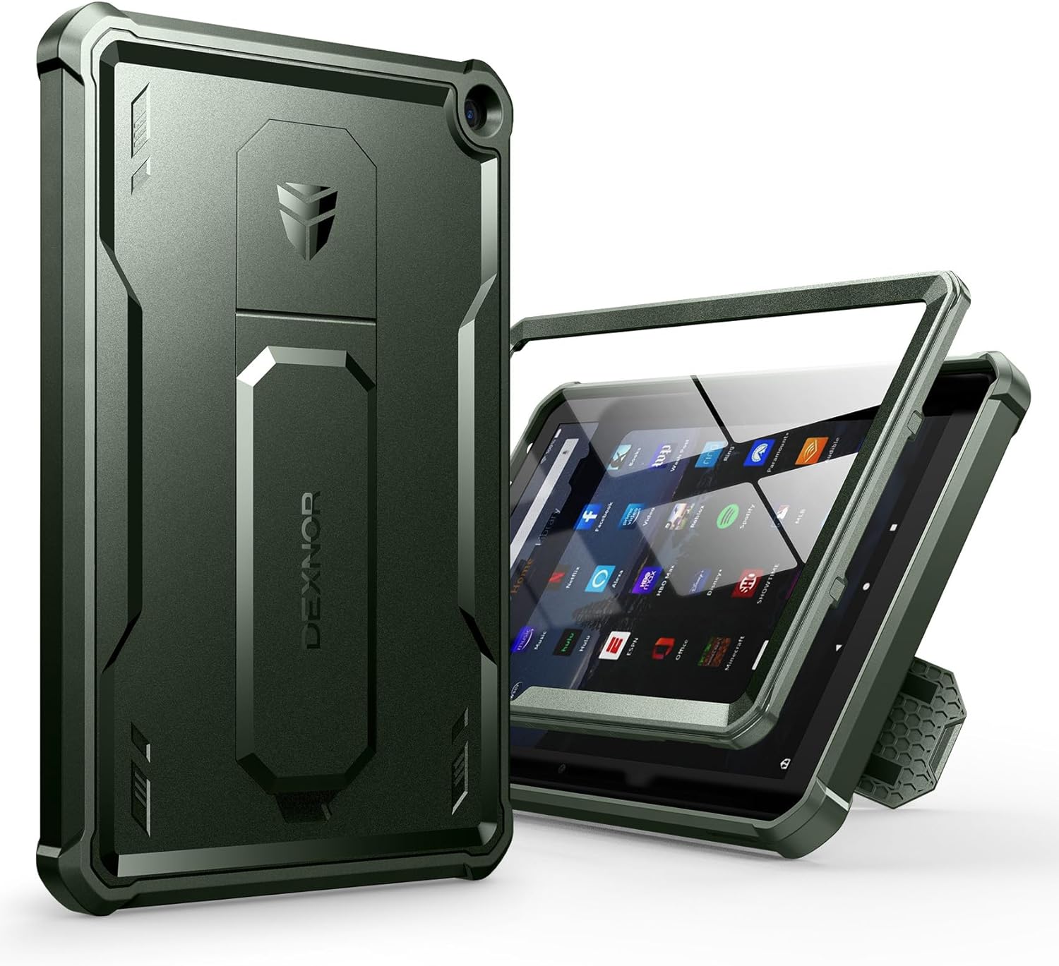 Dexnor Tablet Case for Amazon Fire HD 10 and 10 Plus 10.1" (Only Fit 11th Gen/2021 Release), [Built in Screen Protector & Kickstand] Heavy Duty Shockproof Full Body Protective Cover-Green