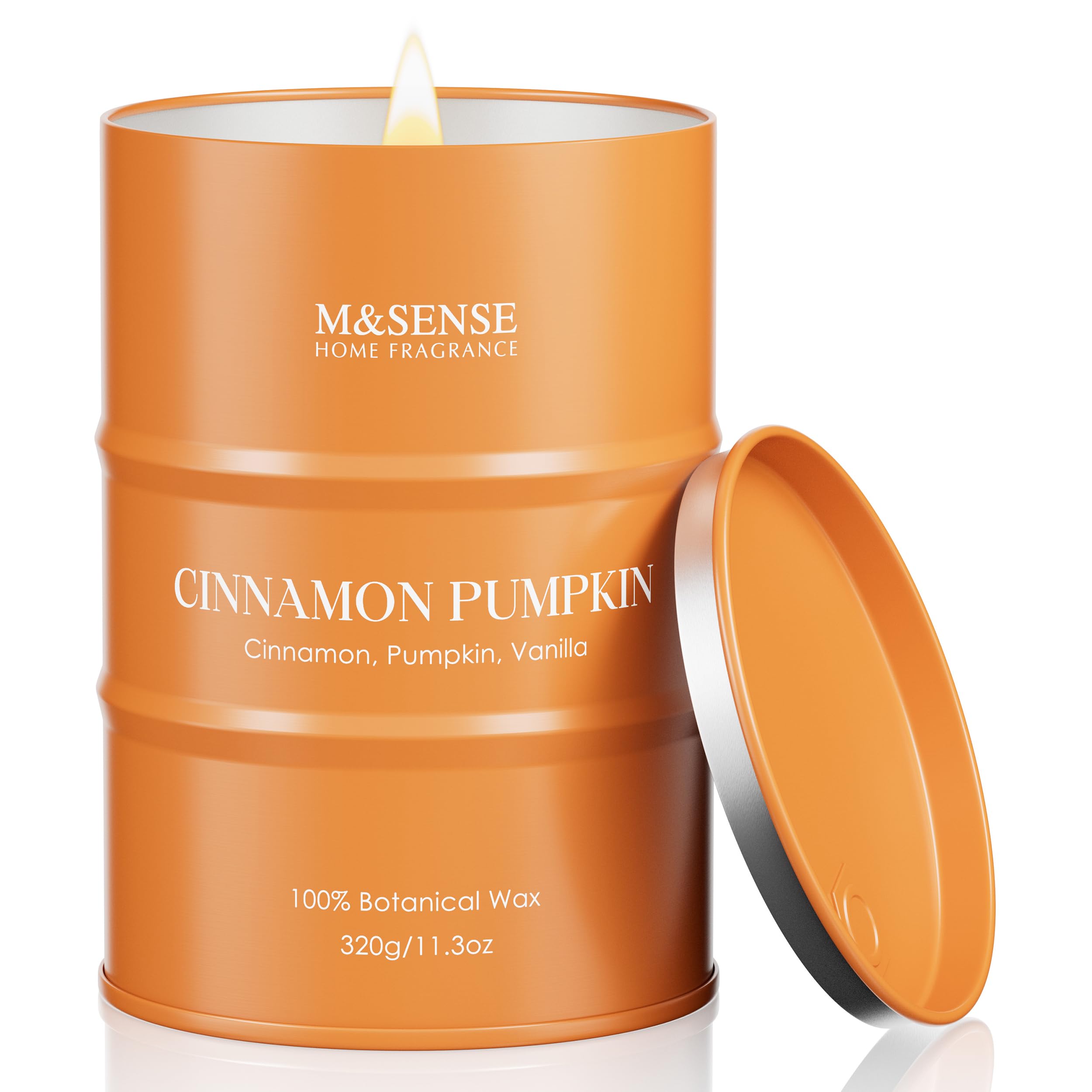 M&amp;SENSE Cinnamon Pumpkin Scented Fall Candles, 11.3oz,Natural Soy Wax