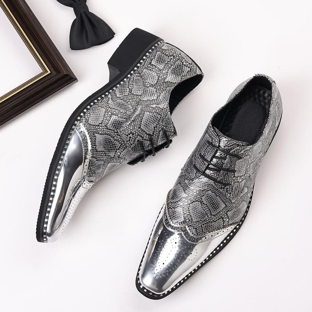 Men's Dress Shoes Wingtip PU Leather Oxfords with Brogue Formal Business Wedding Derby Shoes - Image 4
