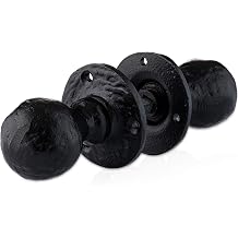 XFORT 63mm Black Antique Mortice Knob Set Unsprung, Black Door Knobs, Vintage Cast Iron Door Handles, Black Internal Door Handles, Black Antique Door Knob for Interior/Exterior Doors [1 Pair]