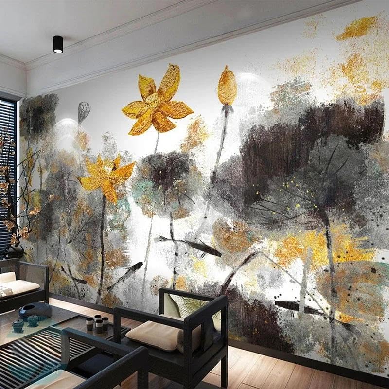 Papier peint 3D lotus pour créer un salon zen et lumineux