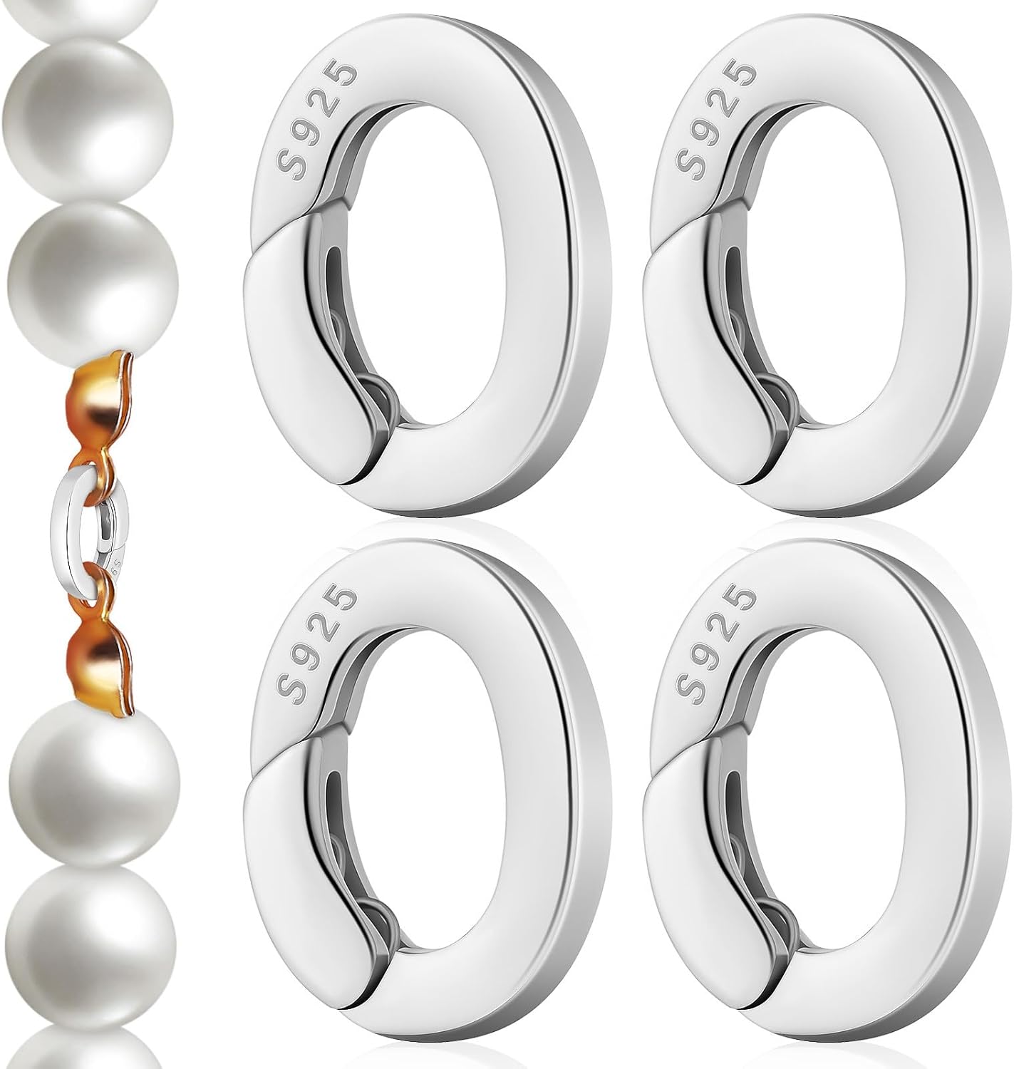 FAVOMOTO 4PCS Oval Necklace Shortener Clasps, S925 Sterling Silver Bracelet Ring Connector Lock Necklace Snap Clip for Jewelry Crafts Making DIY Hardware Replacement - Image 9