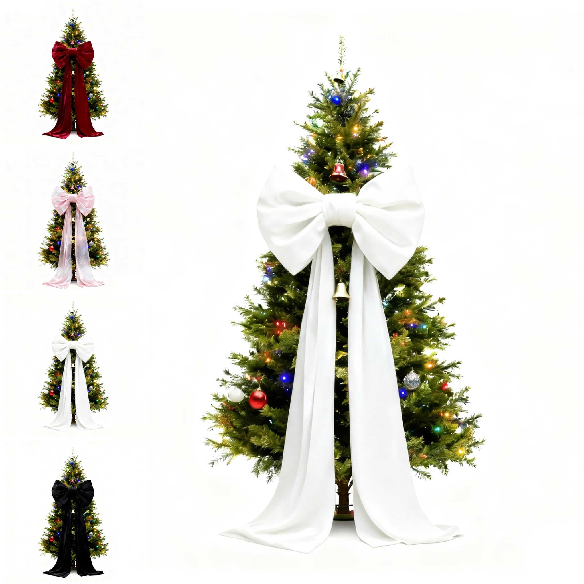 Large Red Velvet Bow, Extra Large Christmas Tree Topper Bow for Holiday Decor, Wedding Holiday & Party (White)