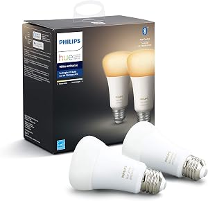 Philips Hue Smart 60W A19 LED Bulb - White Ambiance Warm-to-Cool White Light - 2 Pack - 800LM - E26 - Indoor - Control with Hue App - Works with Alexa, Google Assistant and Apple Homekit