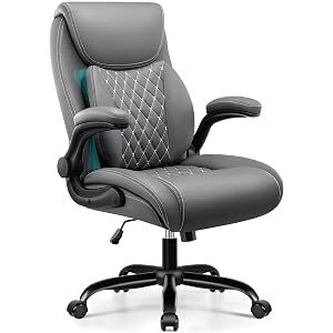 BESTFAIR Office Chair Executive Computer Desk Chair with Lumbar Support for Lower Back Pain Relief Ergonomic Leather Home