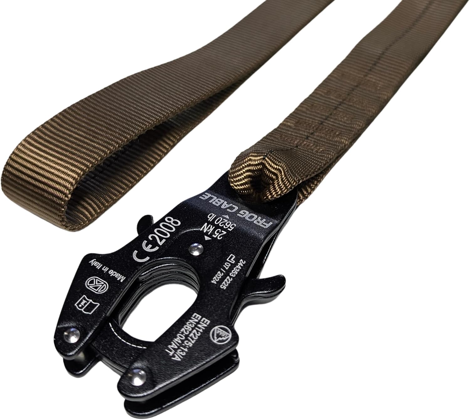 Heavy Duty Double Handle Traffic Lead Tactical Dog Leash with Quick Release Frog Clip (Coyote Brown, 6 ft)