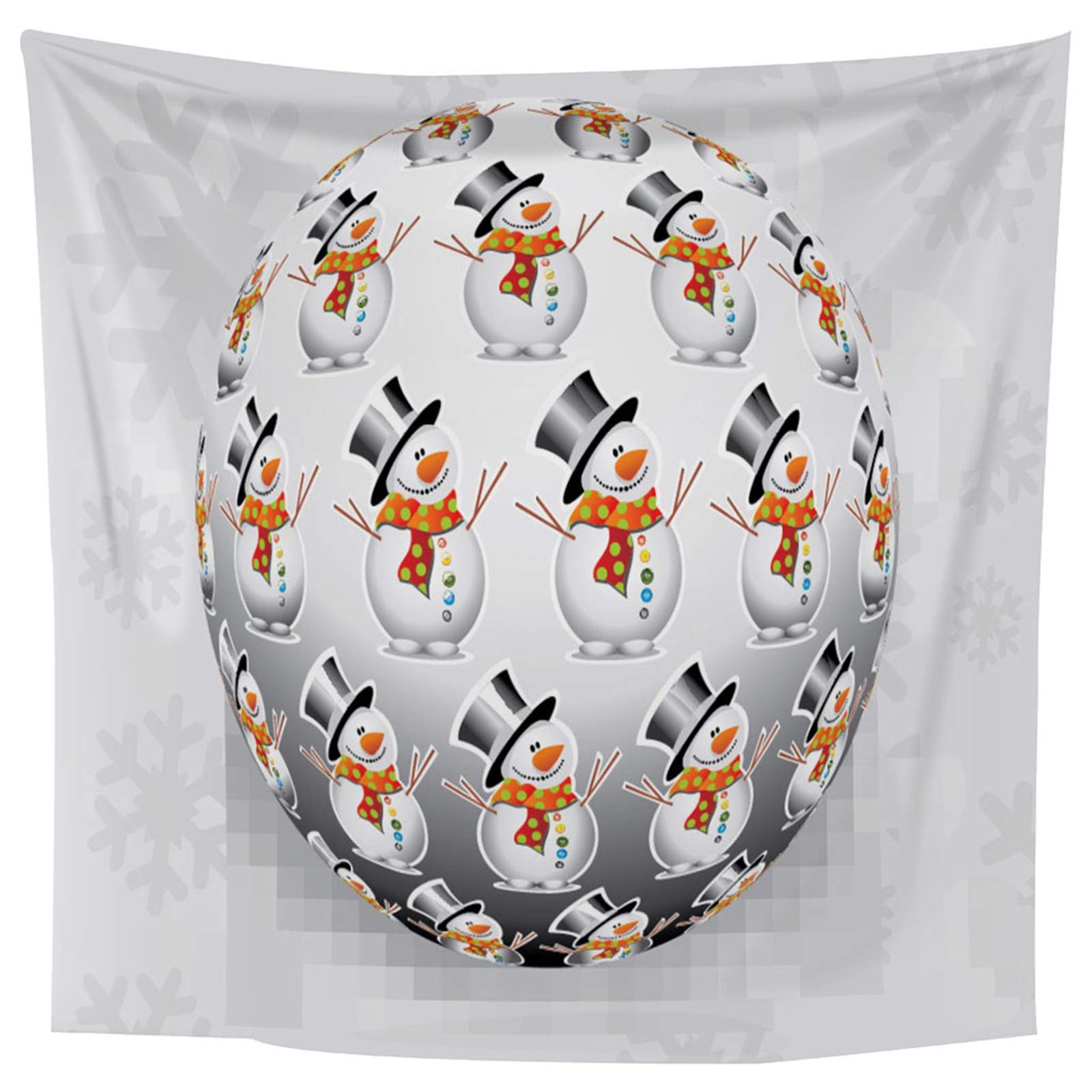 Tapiz Tela 3D, Decoracion Navidad Muñeco de Nieve Bola Redonda y Copo de Nieve Gris Poliéster Tapiz Pared Decoration 260X240cm