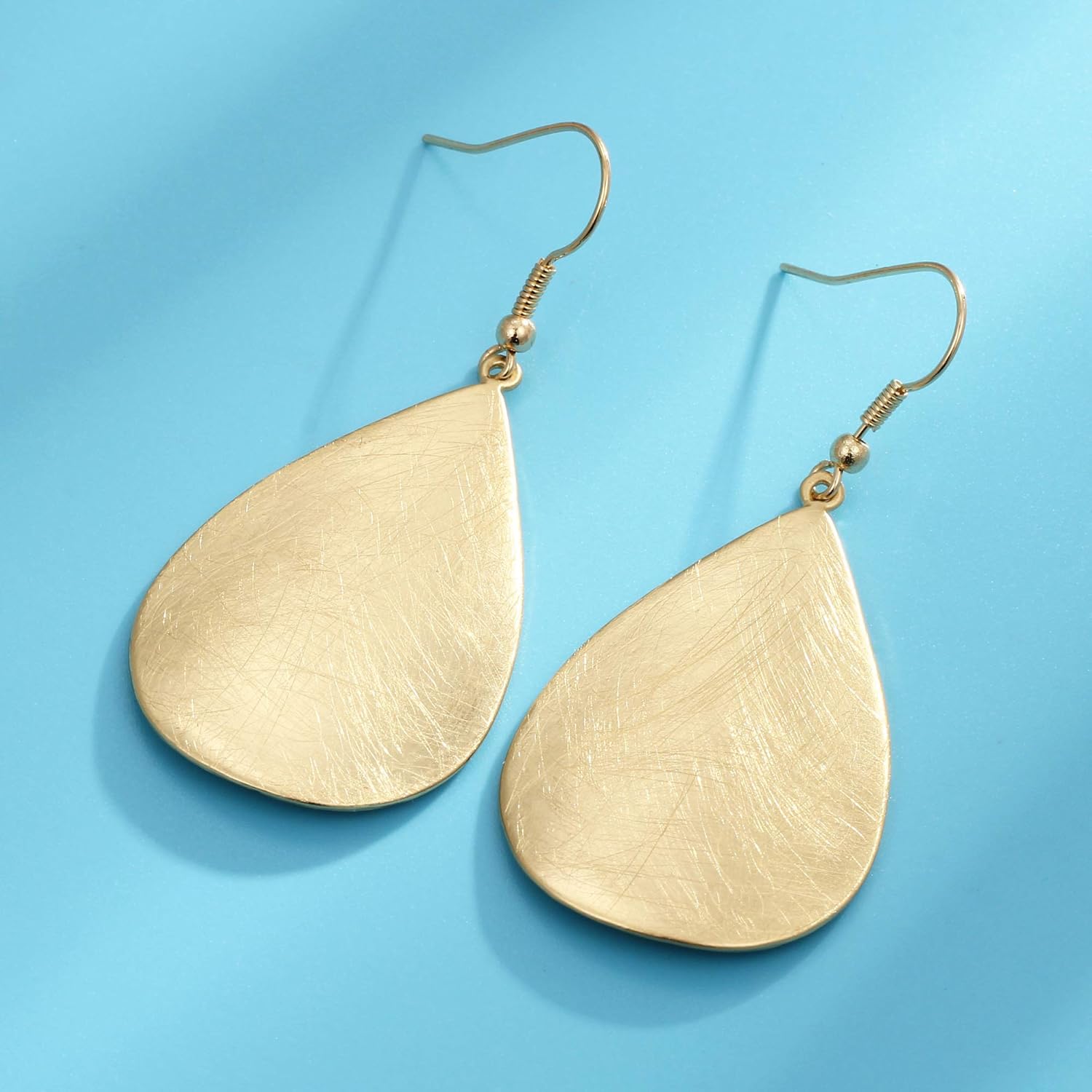 Handmade Teardrop Earrings with Brushed Finished Dangle Earrings gold image 7 of 7 B07YZ9K3DQ