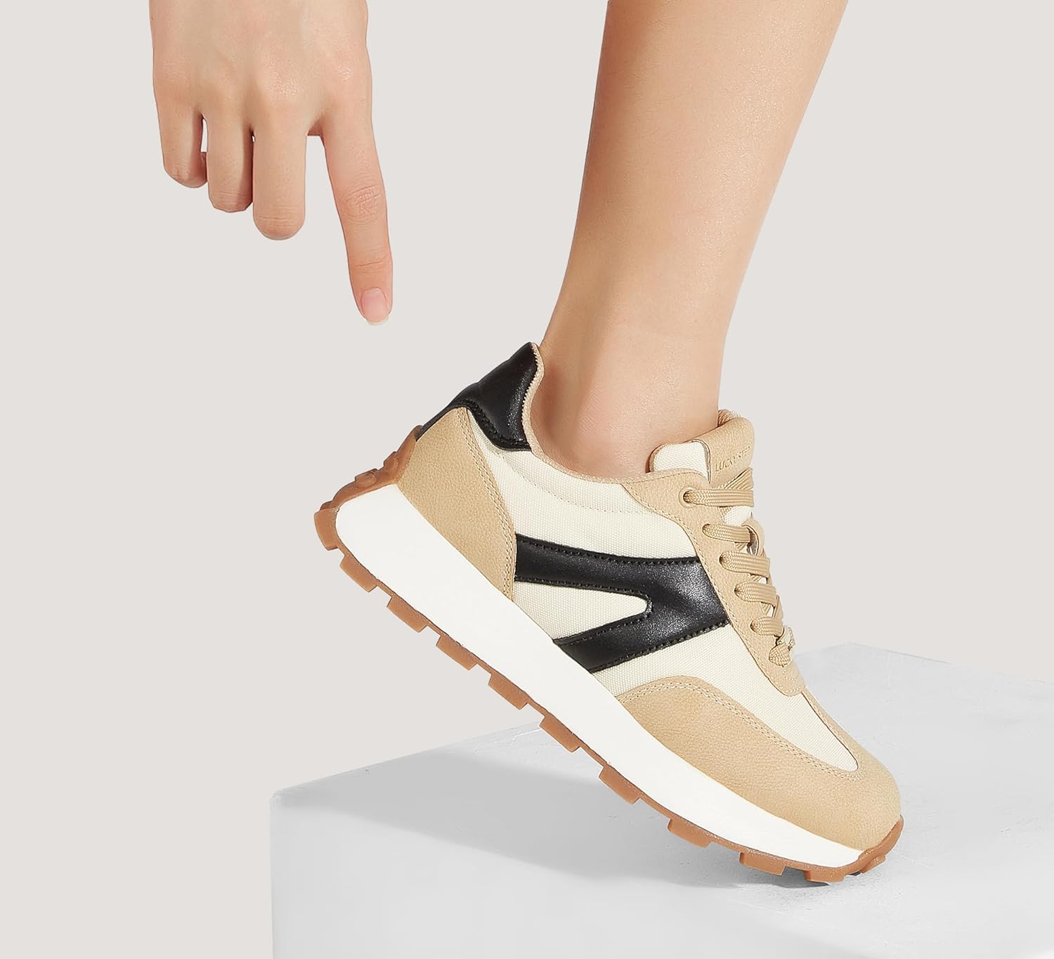 LUCKY STEP Women's Platform Fashion Sneakers Retro Classic Trainers Casual Lace-up Stylish Tennis Running Walking Shoes - Image 2