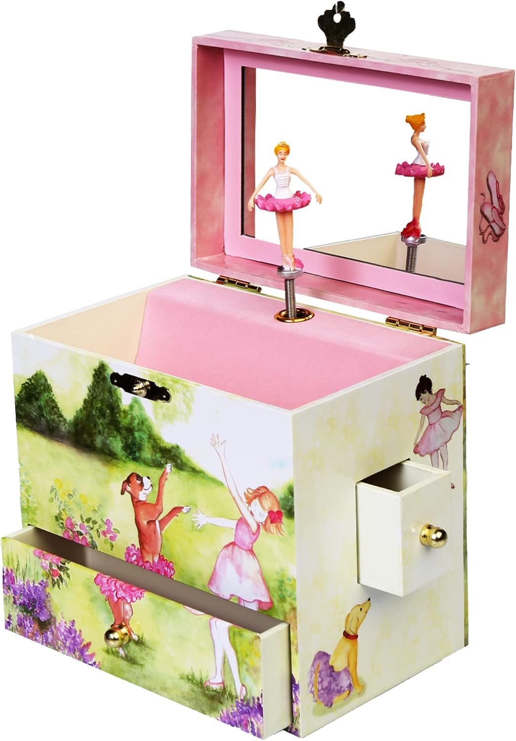 Enchantmints Ballerina Jewelry Box for Girls Two Time TuTu Ballerina Spins to Music 4 Pullout Drawers
