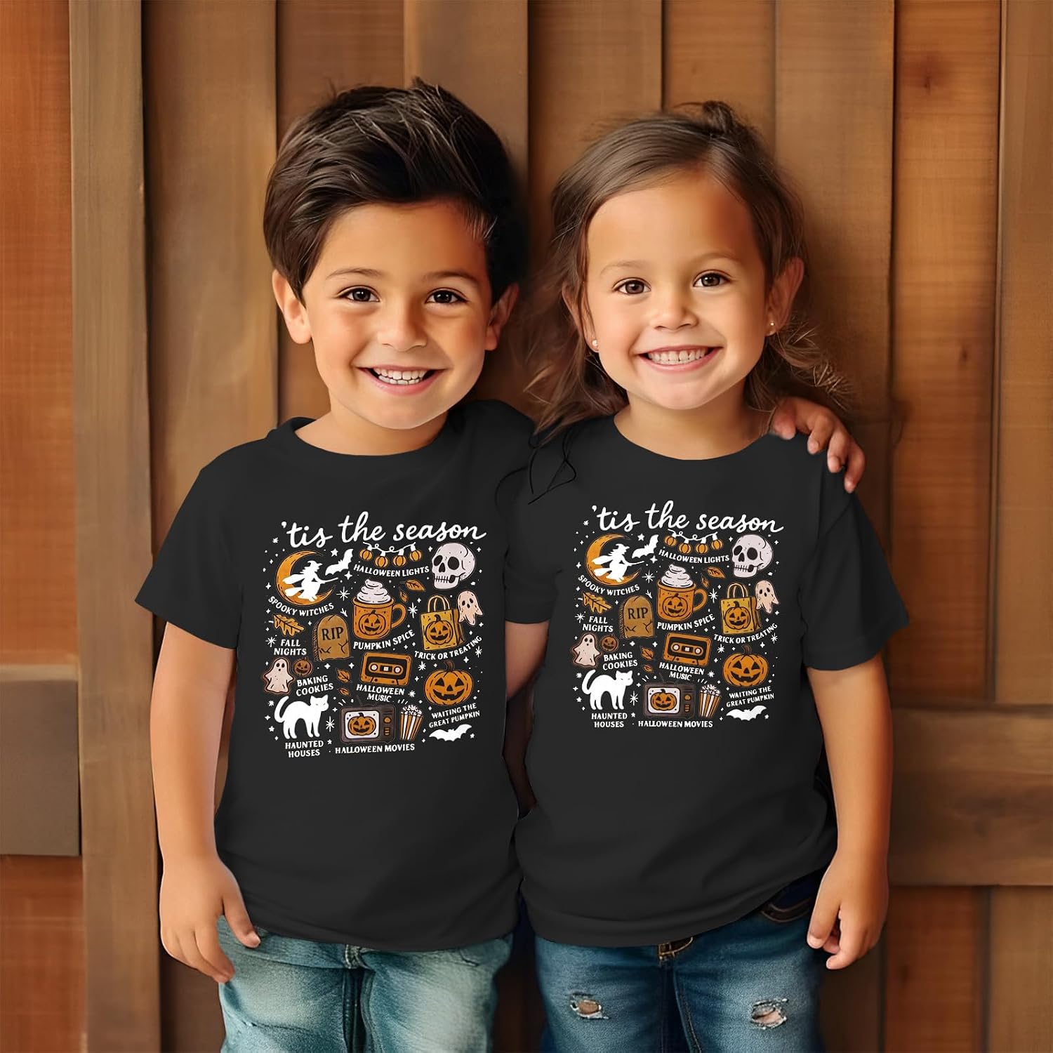 Toddler Boys Girls Halloween T-Shirt Tis The Season Shirts Kid Pumpkin Ghost Tees Spooky Season Outfits Fall Tops