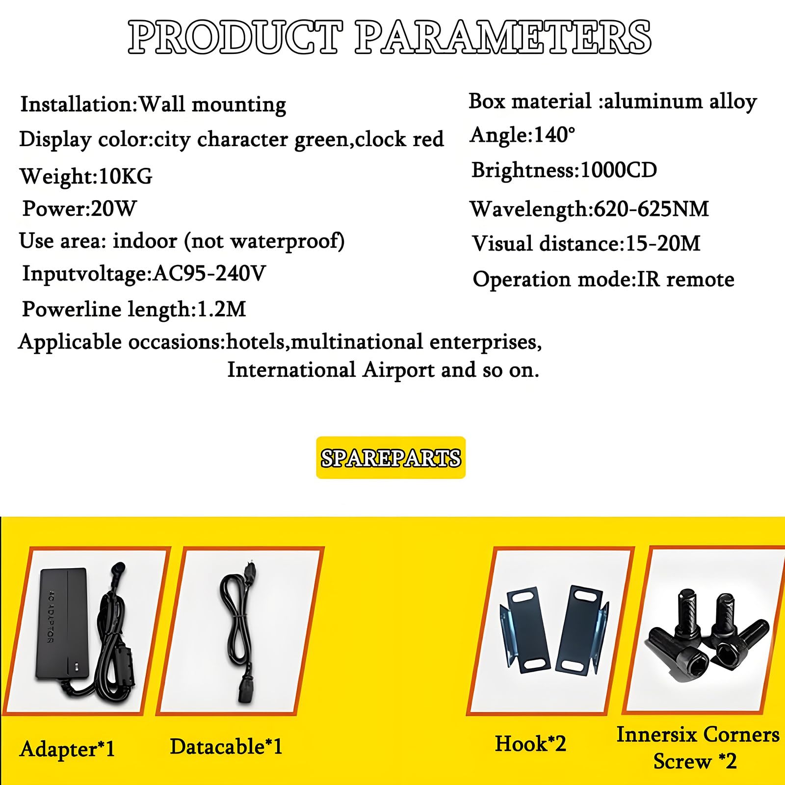 Orologio digitale a LED, display con fusi orari multipli per hotel, aeroporti, aziende, 3/4/5 città, orologio da parete per uso multinazionale, 5 fusi orari