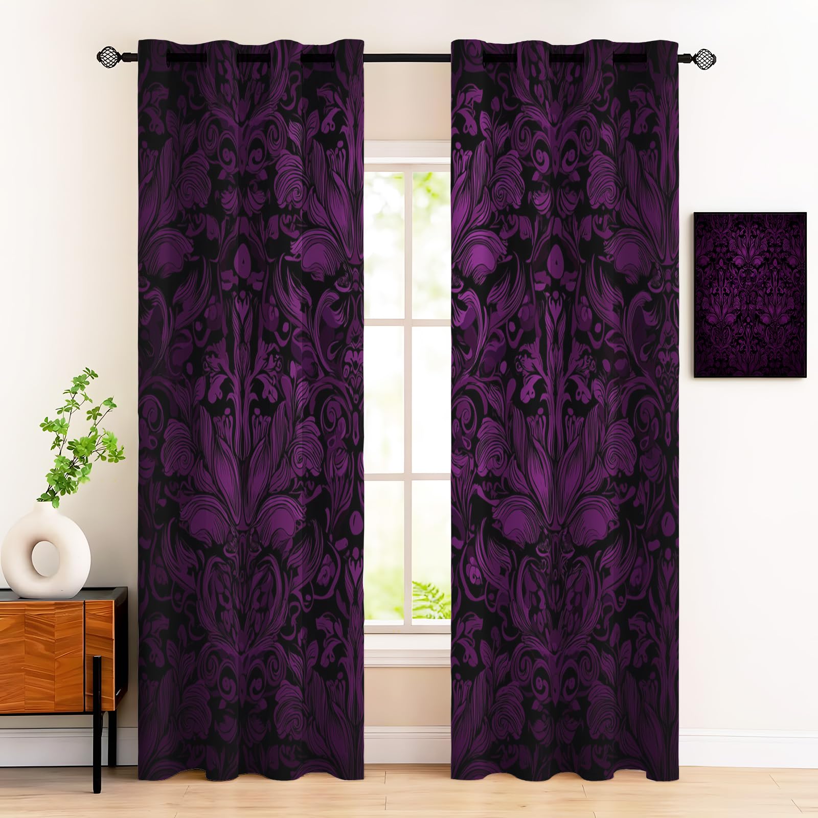 Rideau salon occultant violet pour créer une ambiance feutrée et chaleureuse