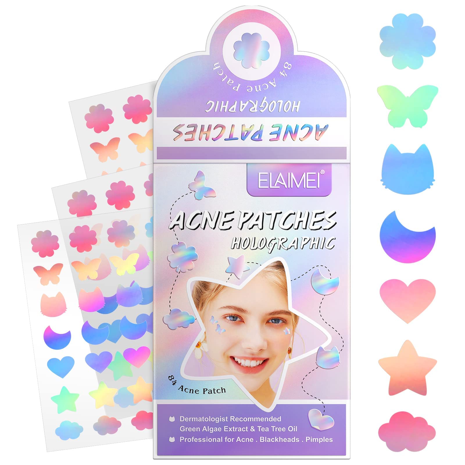 MAKINGTEC 84Pcs Acne Patches,Laser Pimple Patches,Hydrocolloid Acne Stickers-Cover Dot for Acne,Blemish, Pimples, Whiteheads, Zit, Spots,Draw out Oil & Impurities, Absorb Fluid and Reduce Inflammation
