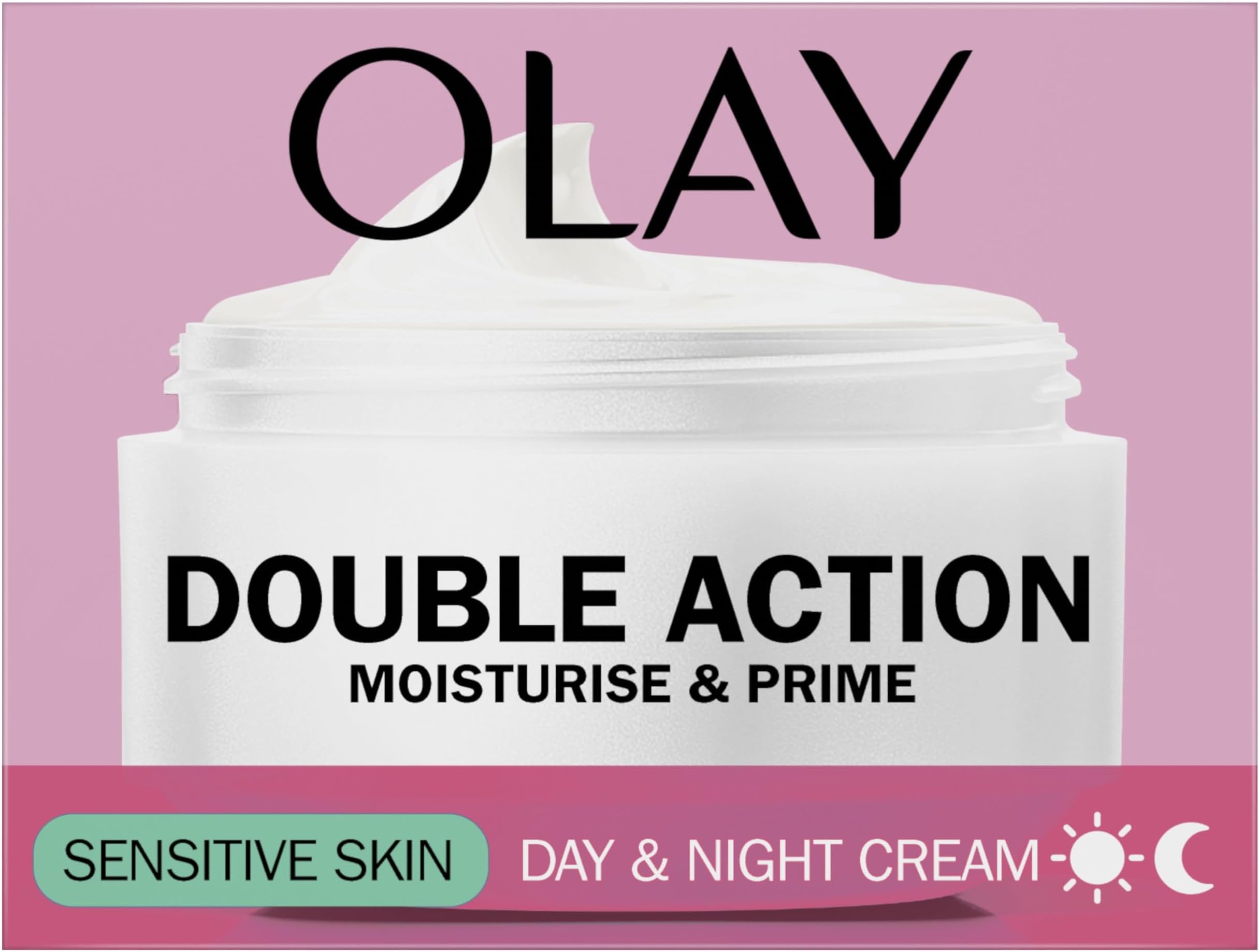 Olay Double Action Moisturise & Prime, Day And Night Cream For Sensitive Skin, For 24H Hydration,50ml