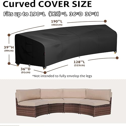 Vista 57 de iBirdie Funda modular para exteriores de 85 x 85 pulgadas, 84 x 84 pulgadas, 83 x 83 pulgadas, 82 x 82 pulgadas, en forma de L, impermeable, Negro