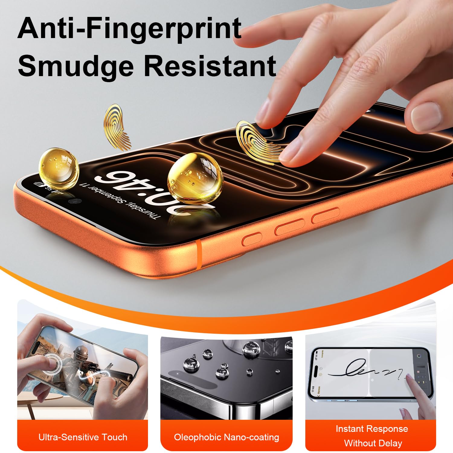 OneFish Protector de pantalla de privacidad compatible con iPhone 17 Pro