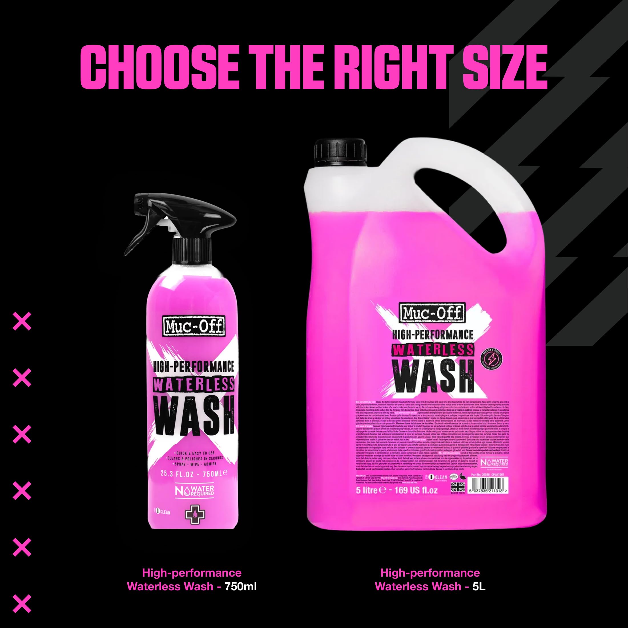 Muc-Off Waterless Wash 750 ml Detergente Bici Senza Risciacquo Spray a Secco Alte Prestazioni