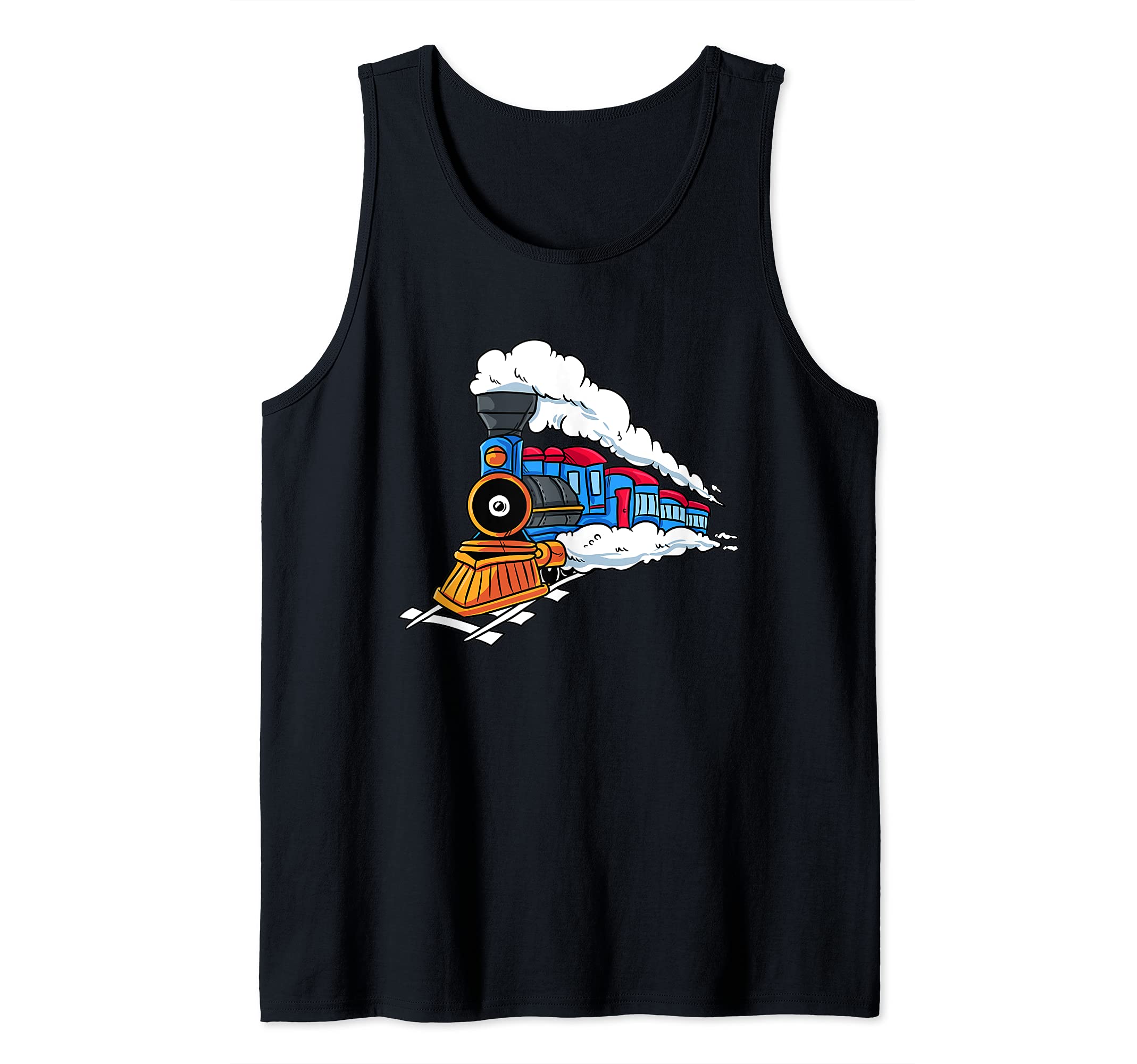 Steam Locomotive Train Gift for Kids Railroad Conductor Tank Top, Black