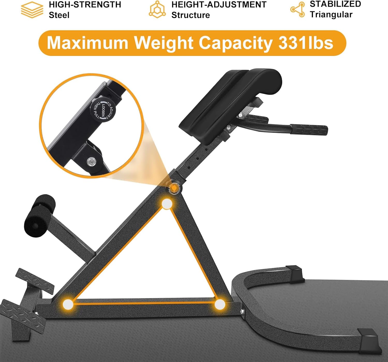 Roman Chair Hyperextension Bench, 5 Tilt Angles (35°-55°) & 8 Height Adjustable Cushions, Foldable Duals Adjustable Back Extension Machine for Home Gym Strength Training