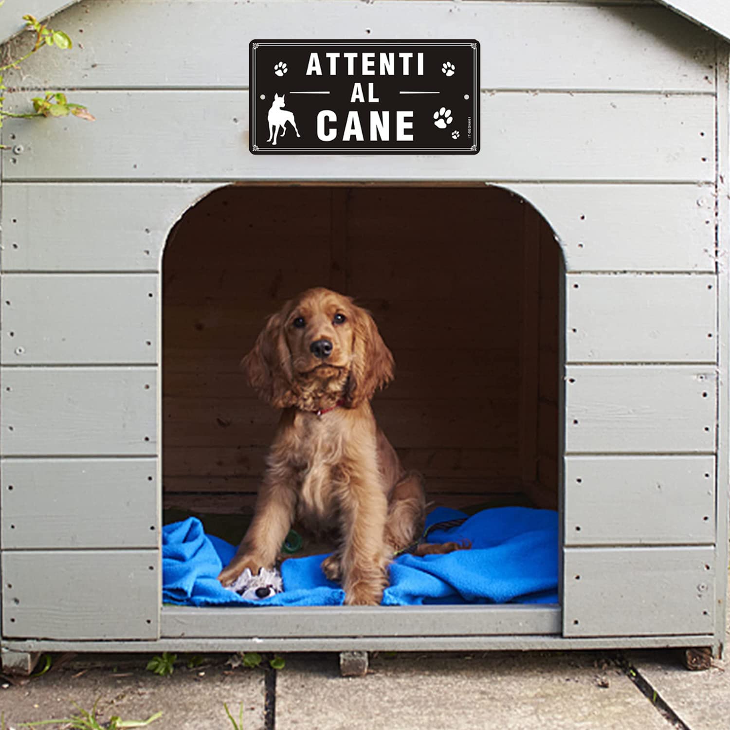 Cartello Attenti al Cane Metallo Riflettente 30×15cm - Attenti al Cane Alluminio Simpatico 2 Pezzi