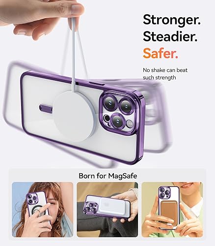 Miniatura 6 de Meifigno Candy Mag Series - Funda diseñada para iPhone 15 Pro Max, compatible con MagSafe tarjeta con purpurina y correa de muñeca Protección