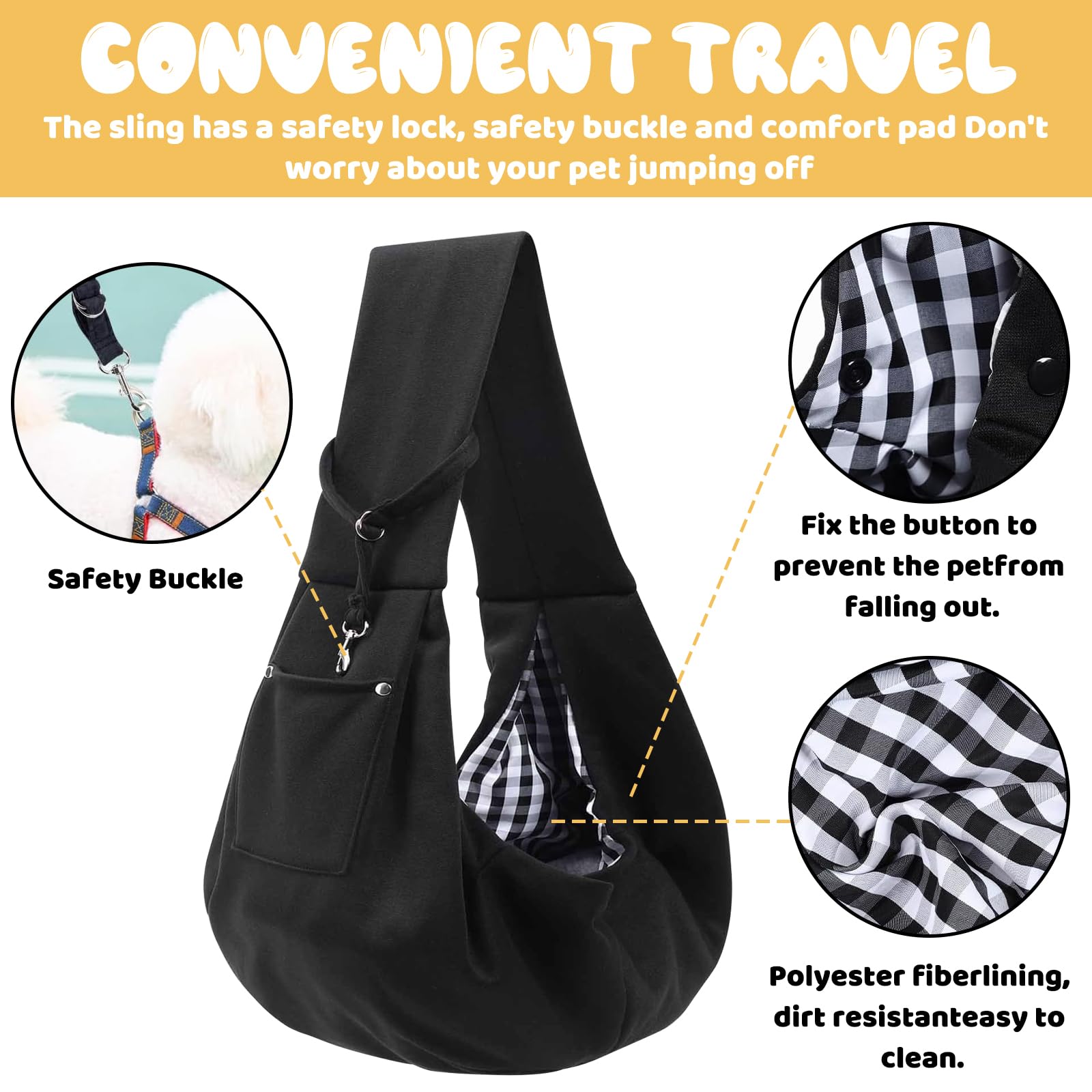 TYXHXTF Borsa da Viaggio per Cani, Regolabile Borsa Animali Domestici, Trasportino da Passeggio, Marsupio per Cani, Borsas Porta Cane, per Viaggio Passeggiata（Nero）