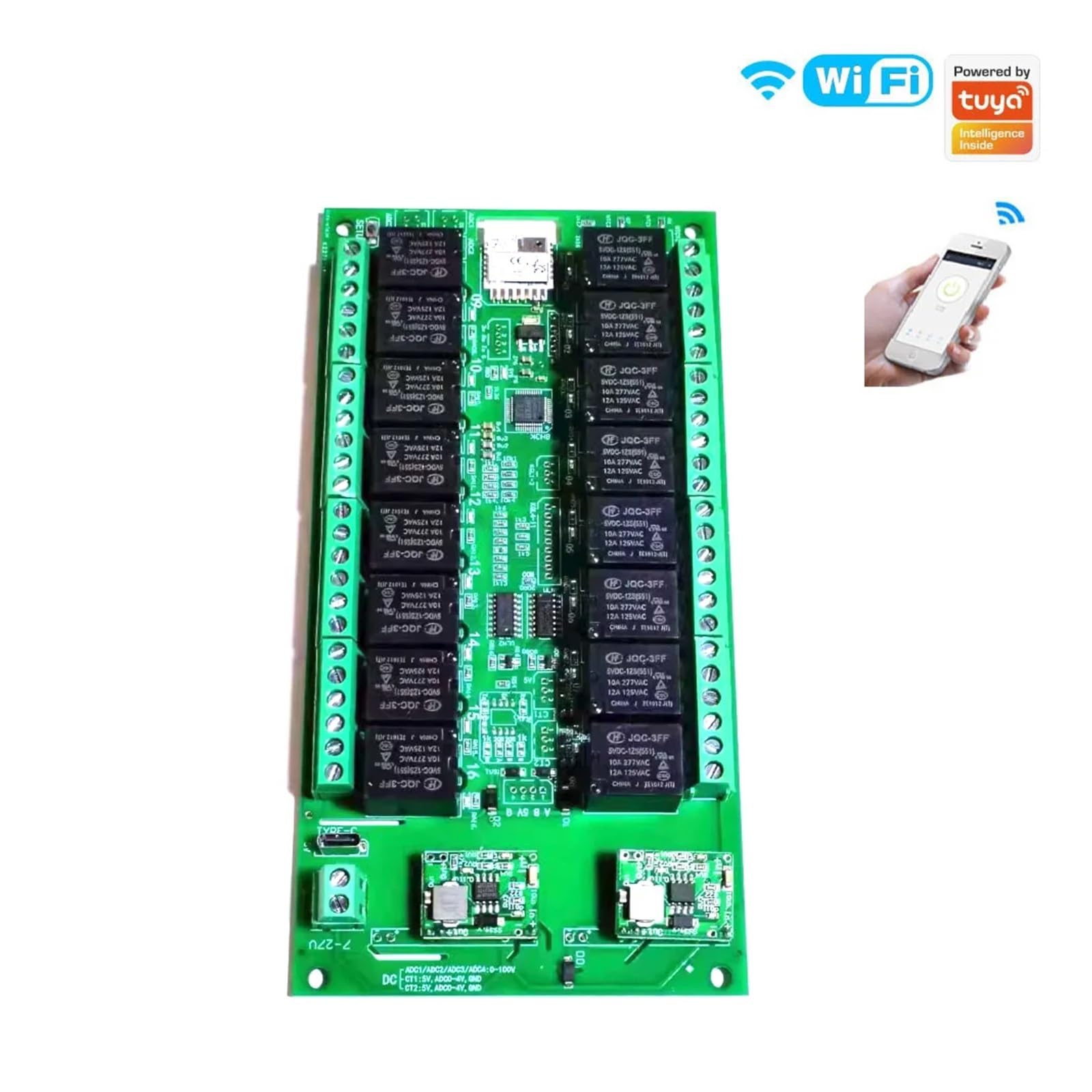 Modulo piastra controller interruttore intelligente relè Tuya 16CH WiFi o Zigbee a 16 canali(Tuya zigbee 12VDC)