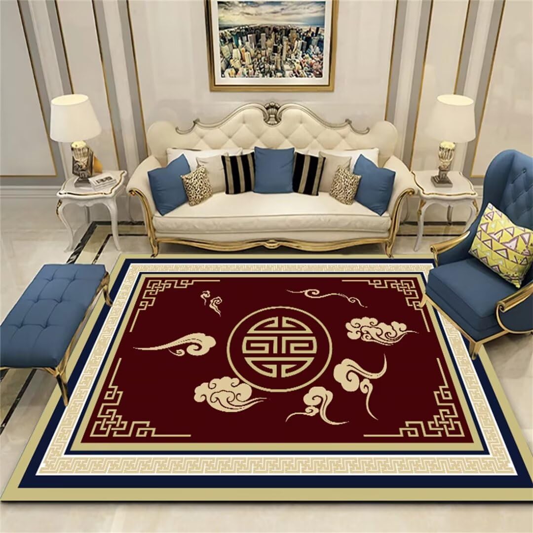 Tapis doux pour salon facile d'entretien résistant aux taches 50x80cm couleur rouge vif