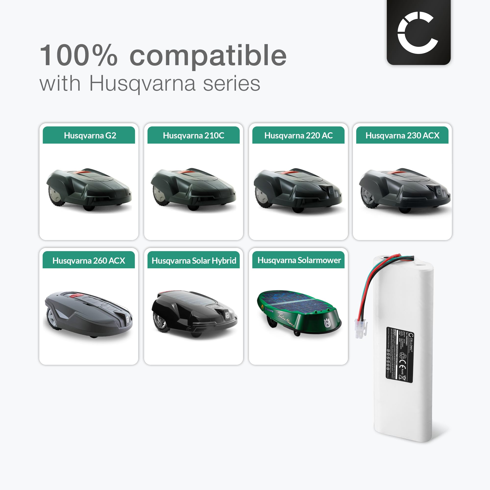 CELLONIC 1x Batería para Jardín Compatible con Husqvarna Automower 230 ACX, Automower 220 AC, Automower 220AC, 535120901 - (3000mAh, 18V)