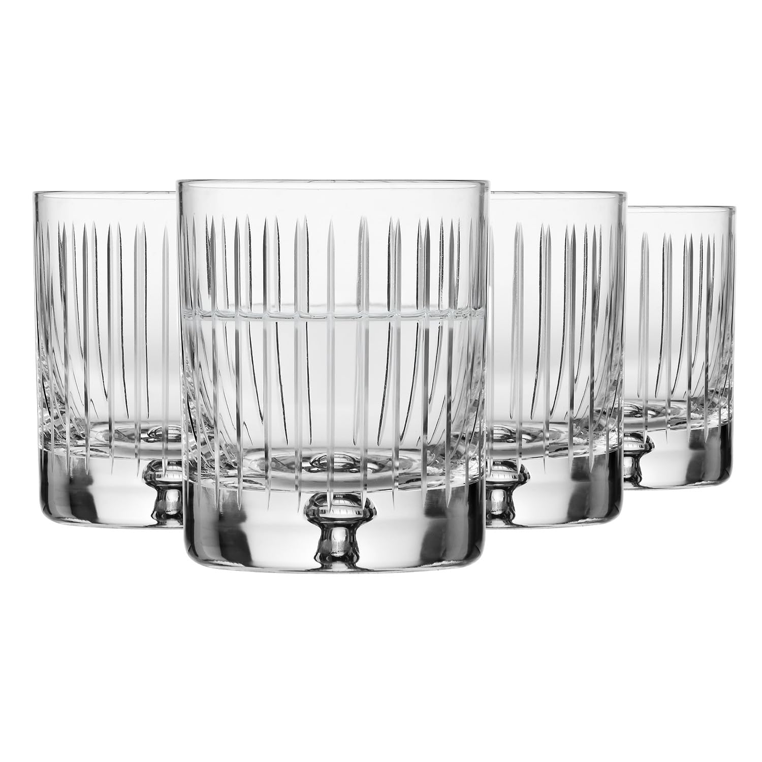 Krosno Whisky Glasses Set of 4 - Crystal Whiskey Tumblers for Bourbon and Scotch - 250 ml Handcrafted Cut Glass - Rocks Glasses in Gift Box - Saga Collection