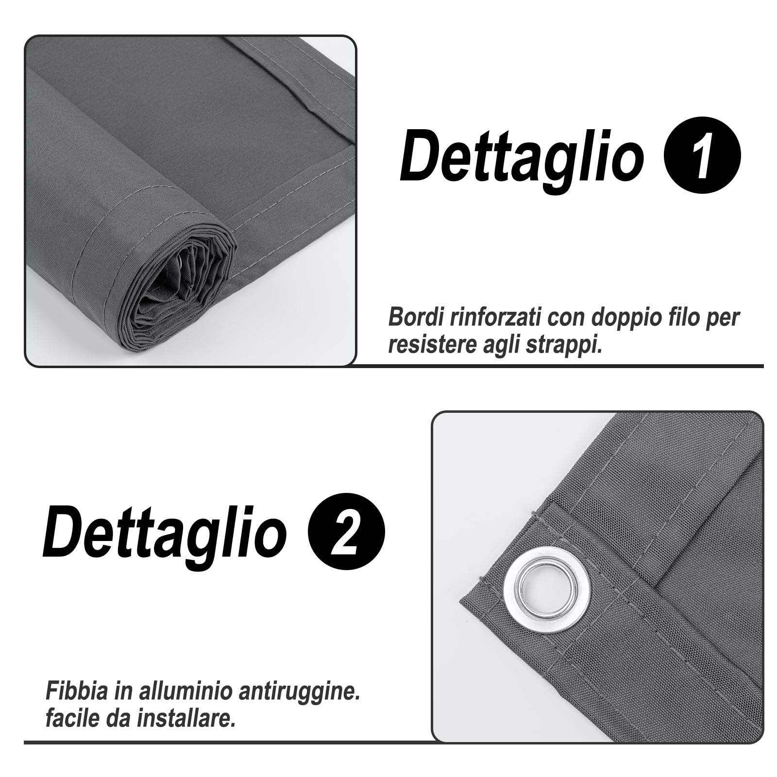 SUNNY GUARD Frangivisto Balcone Protezione Privacy,Protezione UV,Antivento e Impermeabile Copri Ringhiera Balcone per Giardino terrazza con Fascetta,90x300cm Antracite - 4