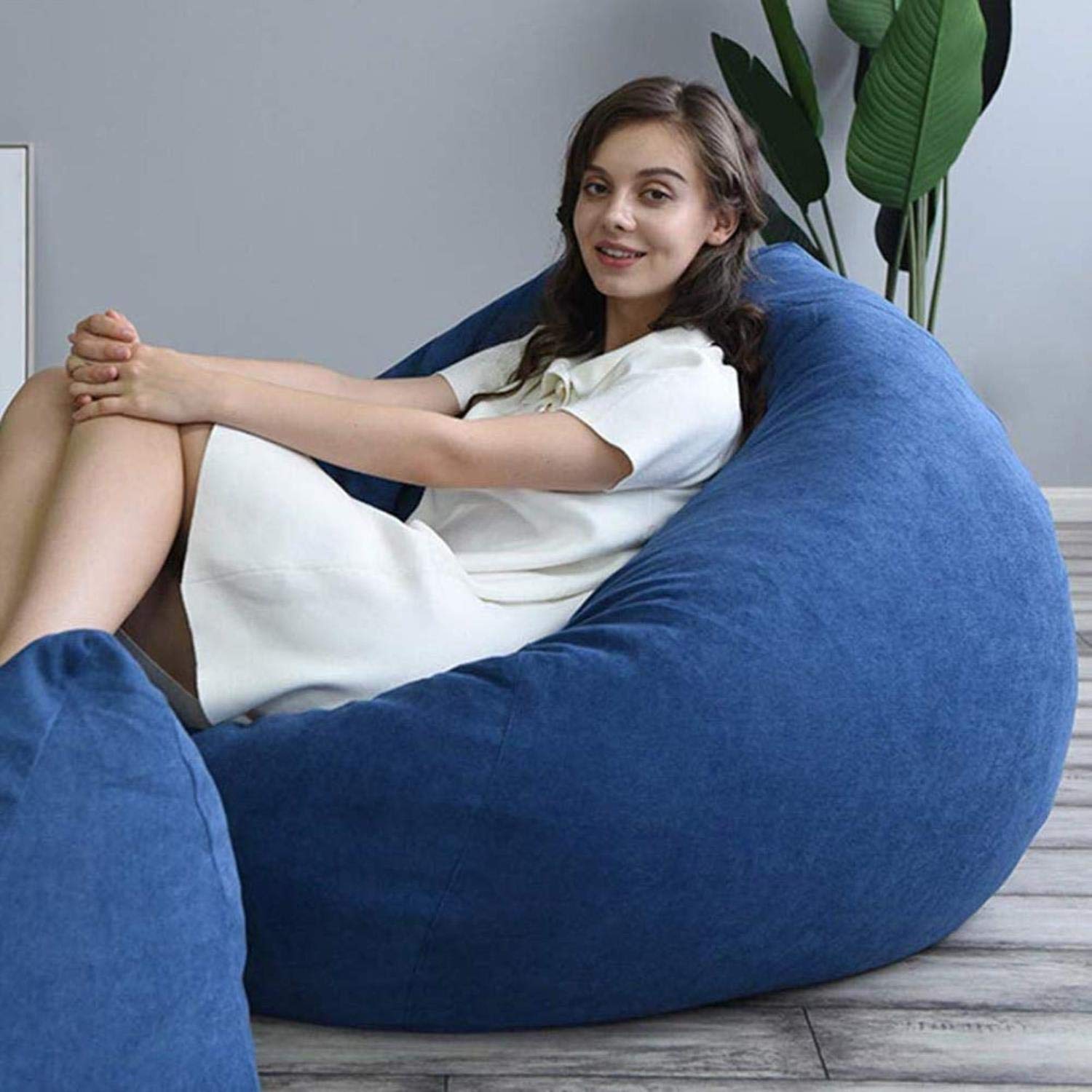 Bolsillos Silla Grande Puf Sofá Sofá Perezoso Tumbona Respaldo Alto Puf con Tres Secundarios para Adultos y niños,Rojo