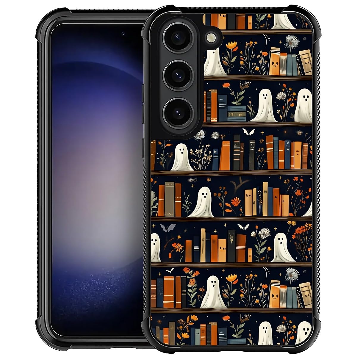 TAMEFOX Compatible with Samsung Galaxy S23 Case,Halloween Grimoire Ghost Durable Soft TPU Stronger Shockproof Anti-Slip Design Protective Cover Case