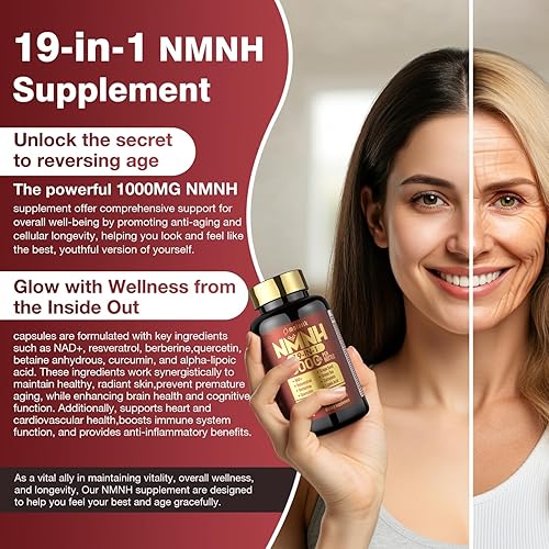 Miniatura 3 de 19 en 1 NMNH (mononucleótido de dihidronicotinamida) 1000 mg por porción, suplemento Nad Boost NAD+ NAD+ Nad Resveratrol Suplemento con quercetina,