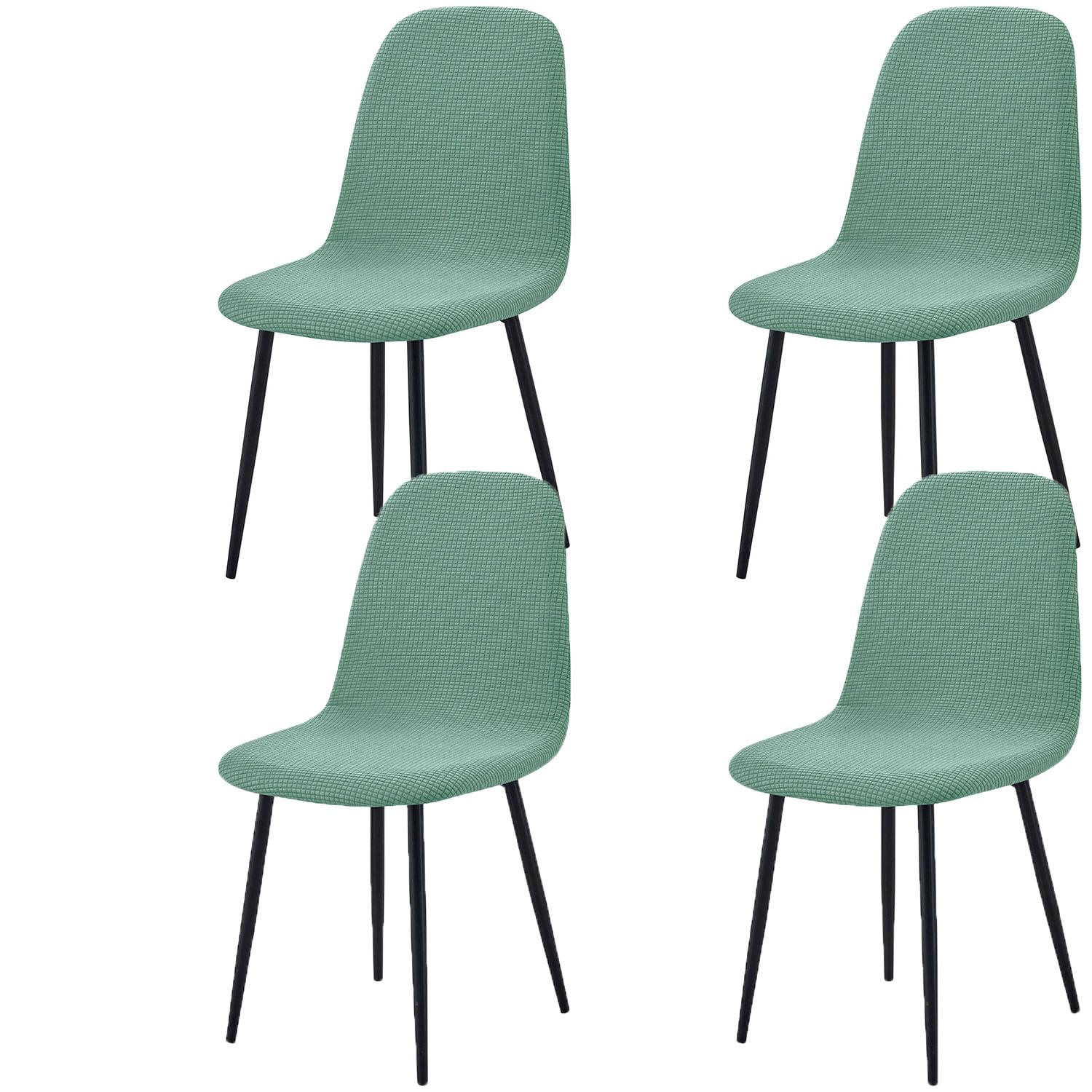 HACLEN Stretch Shell Chair Covers for Dining Chairs, Soft Jacquard Mid Century Modern Chair Protector, Washable Wrinkle-Free Armless Chair Slipcovers (green,Set of 4)
