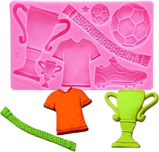 Topyond Soccer Chocolate Mold Mini Football World Cup, Theme Cake Silicone Fondant Molds, Soccer Shoes Candy Chocolate Decorating Mould for Birthday Wedding Party DIY Cake, Pink