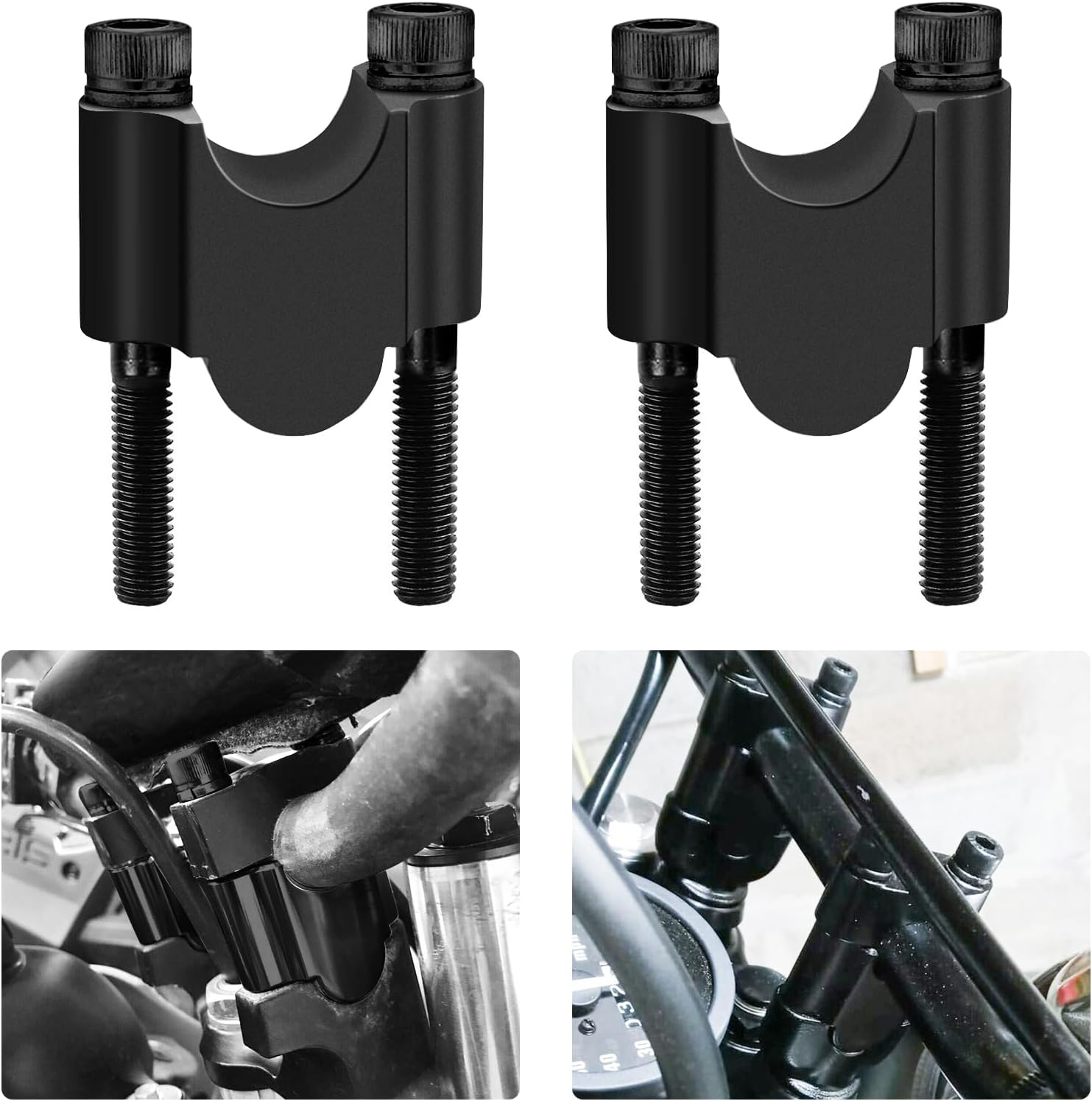 Matt Black 7/8" Handlebar Risers 30mm Height Mount Clamp Kit Compatible with Motorcycle ATV Kawasaki Honda Suzuki Yamaha Dirt Bike