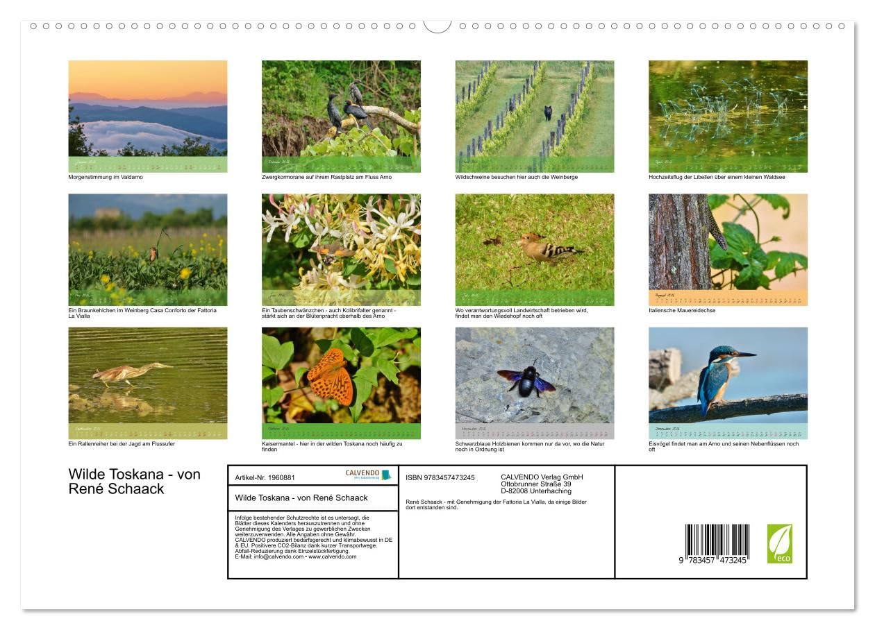 Wilde Toskana - von René Schaack (hochwertiger Premium Wandkalender 2026 DIN A2 quer), Kunstdruck in Hochglanz: Fotoreise ins Herz Italiens (CALVENDO Orte)