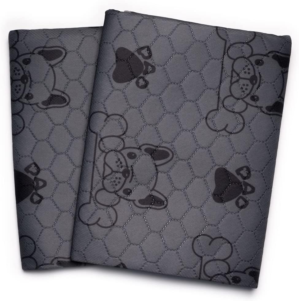 Washable Pee Pads for Dogs (2-Pack) Large 28 in x 35 in, Reusable Quilted Pet Training, Dark Gray Floor Mat Absorbent Whelping Potty and Crate Liner (DK Gray)