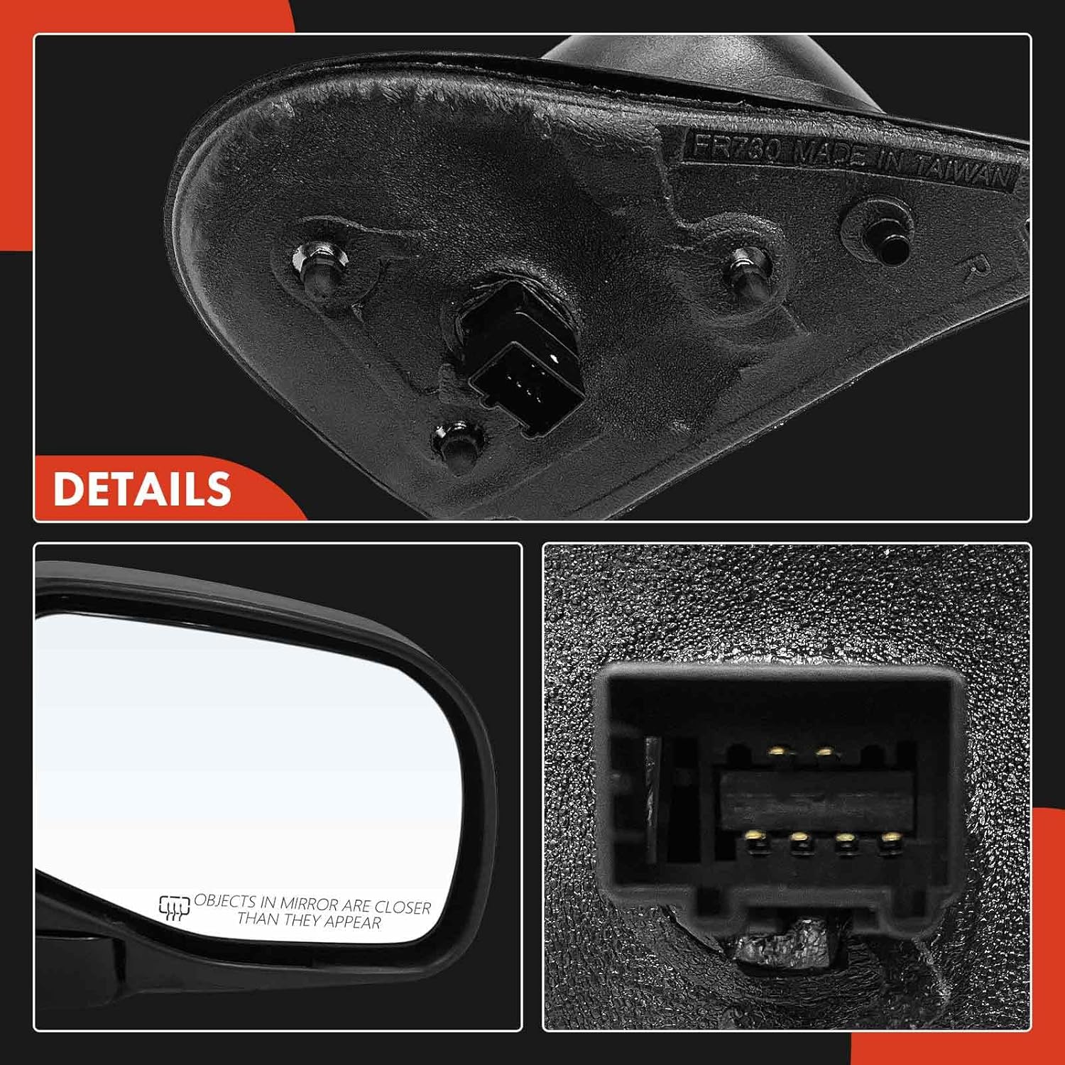 A-Premium Pair (2) Driver and Passenger Side Power Door Mirror - Compatible with Ford Explorer 2002-2005, Explorer Sport 2002 & Mercury Mountaineer 2002-2005 - Heated Manual Folding Black