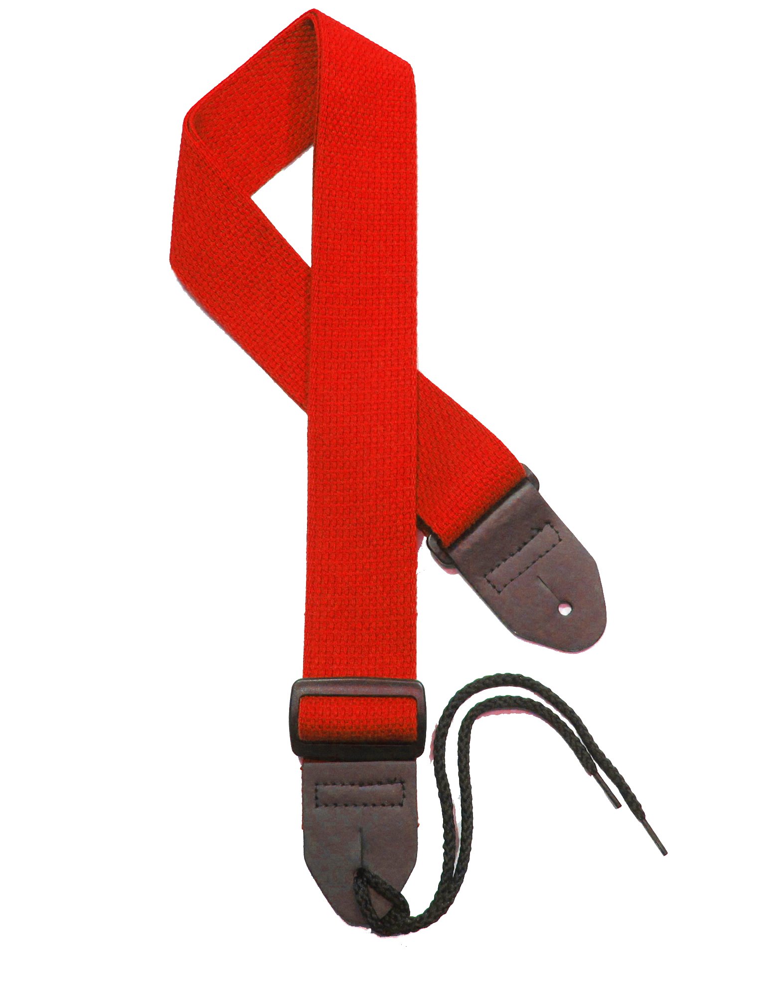 Legacystraps 2” Fire Red Cotton Guitar strap available in 17 colors, Vegan friendly with synthetic leather ends