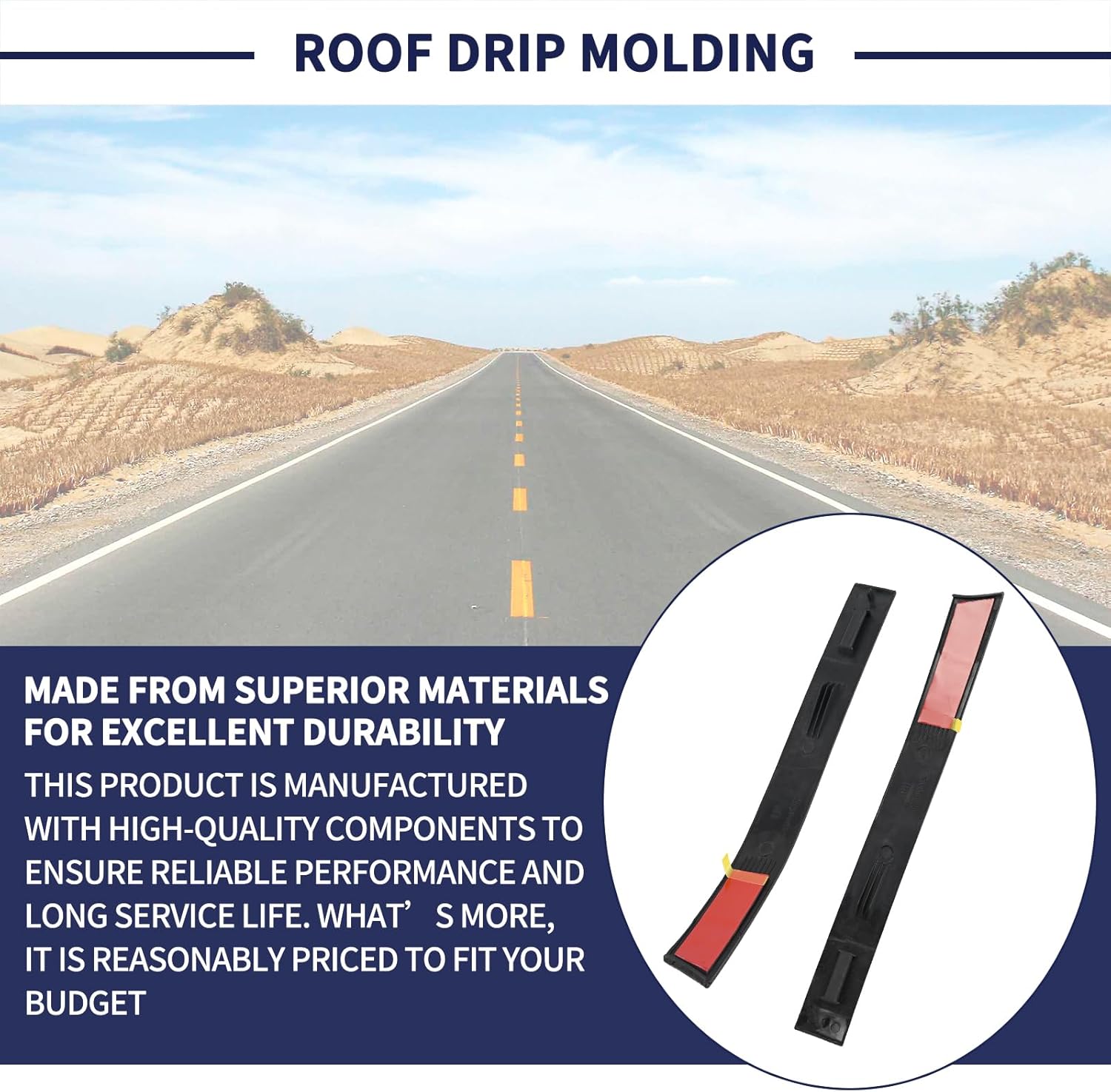 Roof Drip Molding Rear Exterior Left & Right Side 75553-0C030 75554-0C030 Compatible with Toyota Tundra Crewmax 2007-2021 4 Full Doors (NOT FIT for Double CAB)