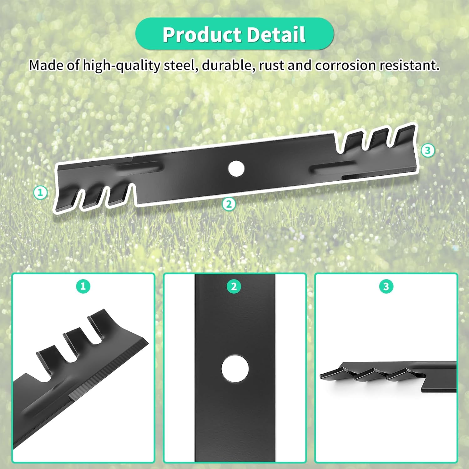 M115496 Gator Mulching Blades for 54" Deck, GY20569 Mower Blades Compatible with S-cotts John Dee-re 345 325 335 Lawn Mower, Replaces M111523, M113518, M115329, 3 Pack