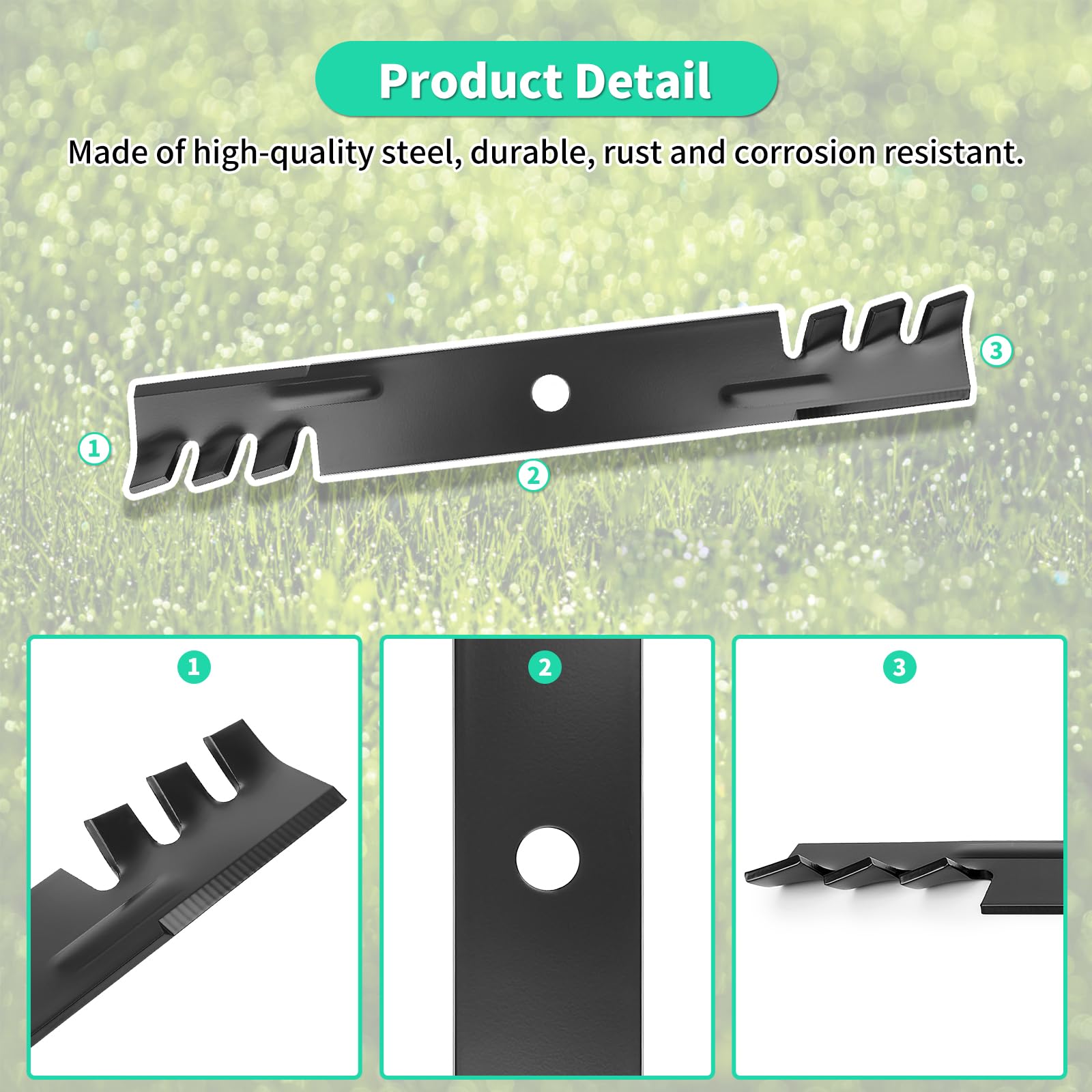 M115496 Cuchillas de mantillo para cubierta de 54 pulgadas, cuchillas de cortacésped GY20569 compatibles con cortacésped Scotts John Deere 345 325 335, sustituye a M111523, M113518, M115329,