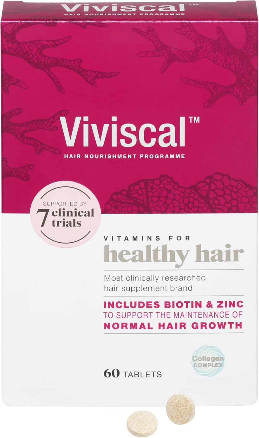 Viviscal Hair Growth Supplement for Women, 60 Tablets, with Biotin, Zinc & Marine Protein Complex AminoMar C, Supports Healthy Hair Growth, 1 month supply