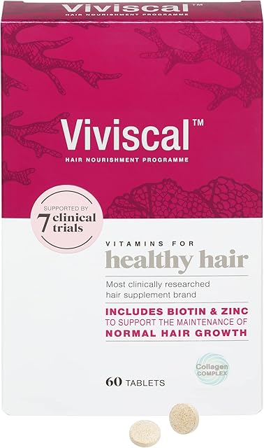 Viviscal Biotin Hair Supplement For Women, Pack of 60 Biotin & Zinc Tablets, Natural Ingredients with Rich Marine Protein Complex AminoMar C, Contributes to Healthy Hair Growth (1 Month Supply)