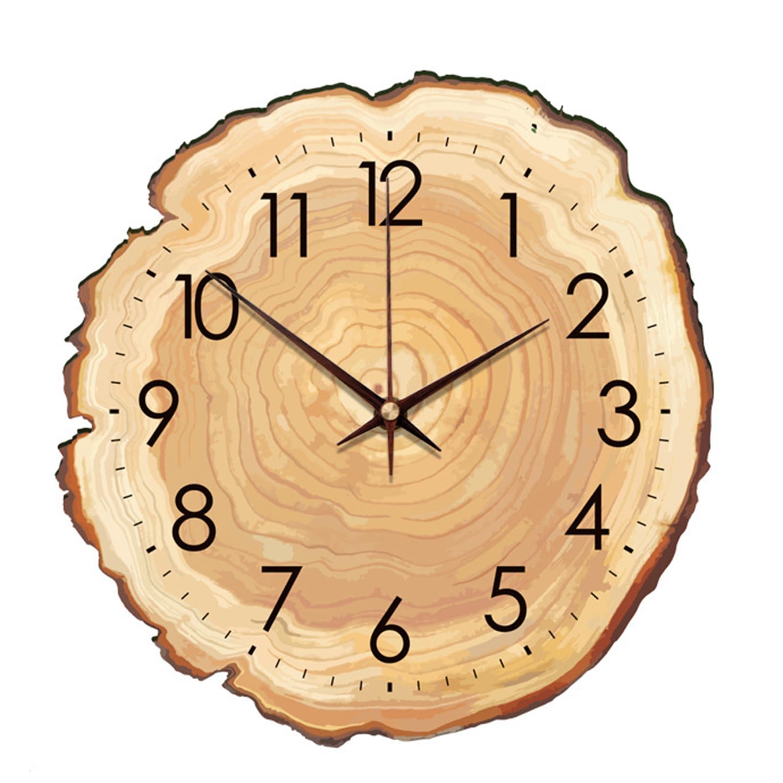Sohodoo Farmhouses Wood Grains Annual Rings Wall Clock,Annual Ring Tree Stump Design,Quiet Quartzs Not Ticking Battery Operated for Living Room Decors Wall Clock